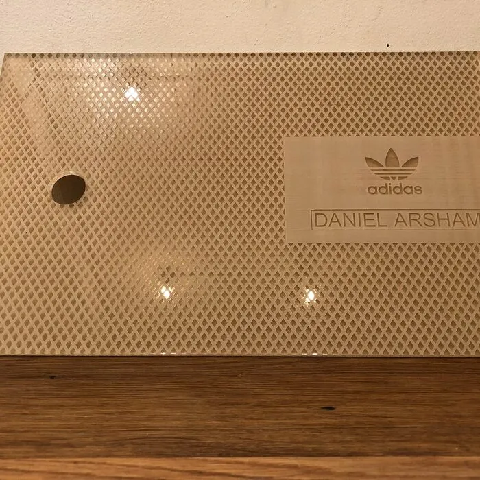 Etched acrylic panel for adidas