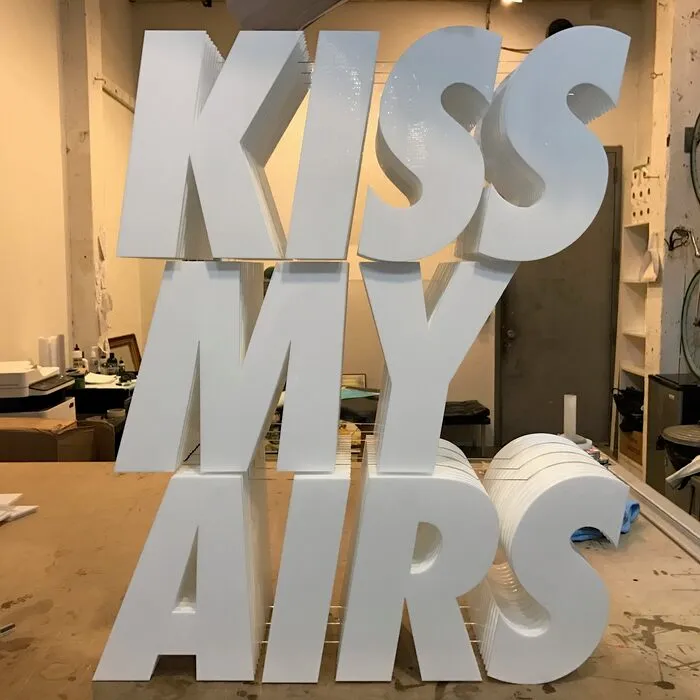 Dimensional letterforms, routed foam for Nike